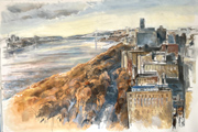 <em>Hudson River Overlook from 103rd Street
    </em>2023 oil on paper